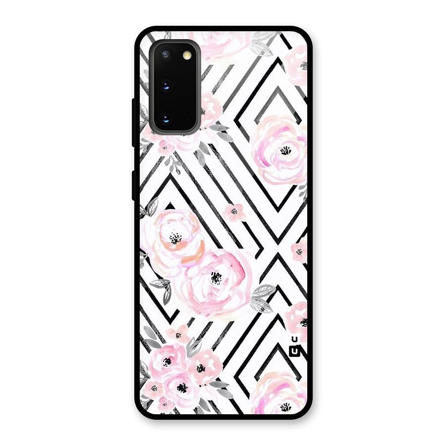 Light Pastel Flowers Design Glass Back Case for Galaxy S20