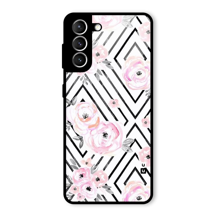 Light Pastel Flowers Design Glass Back Case for Galaxy S21 5G