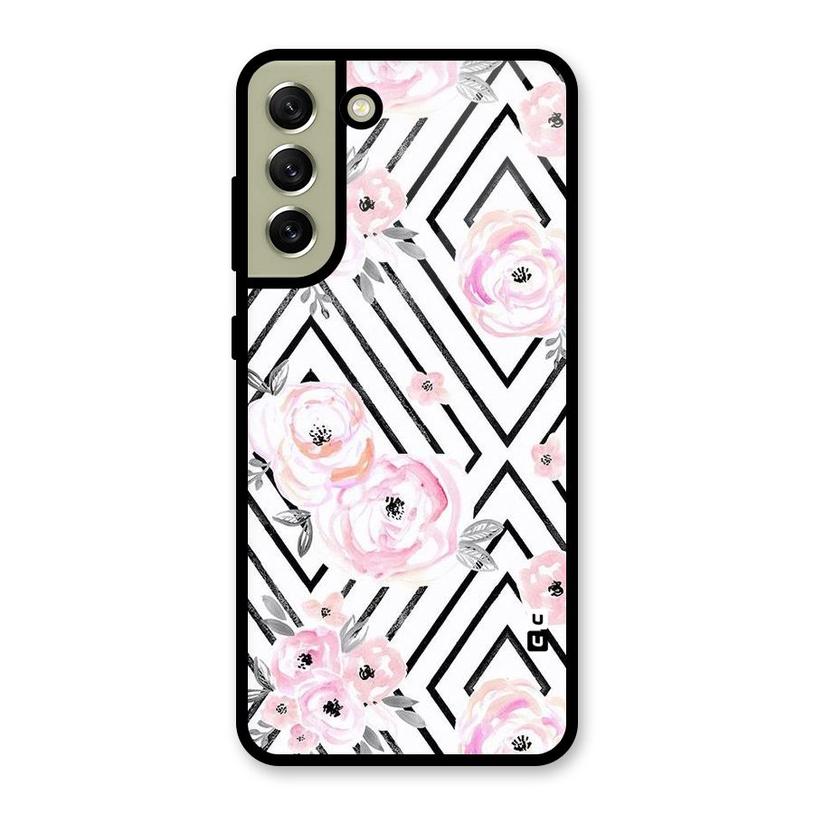 Light Pastel Flowers Design Glass Back Case for Galaxy S21 FE 5G