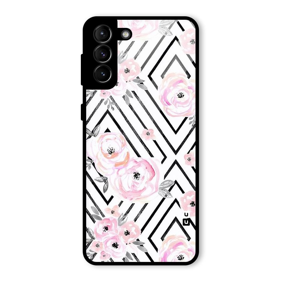 Light Pastel Flowers Design Glass Back Case for Galaxy S21 Plus