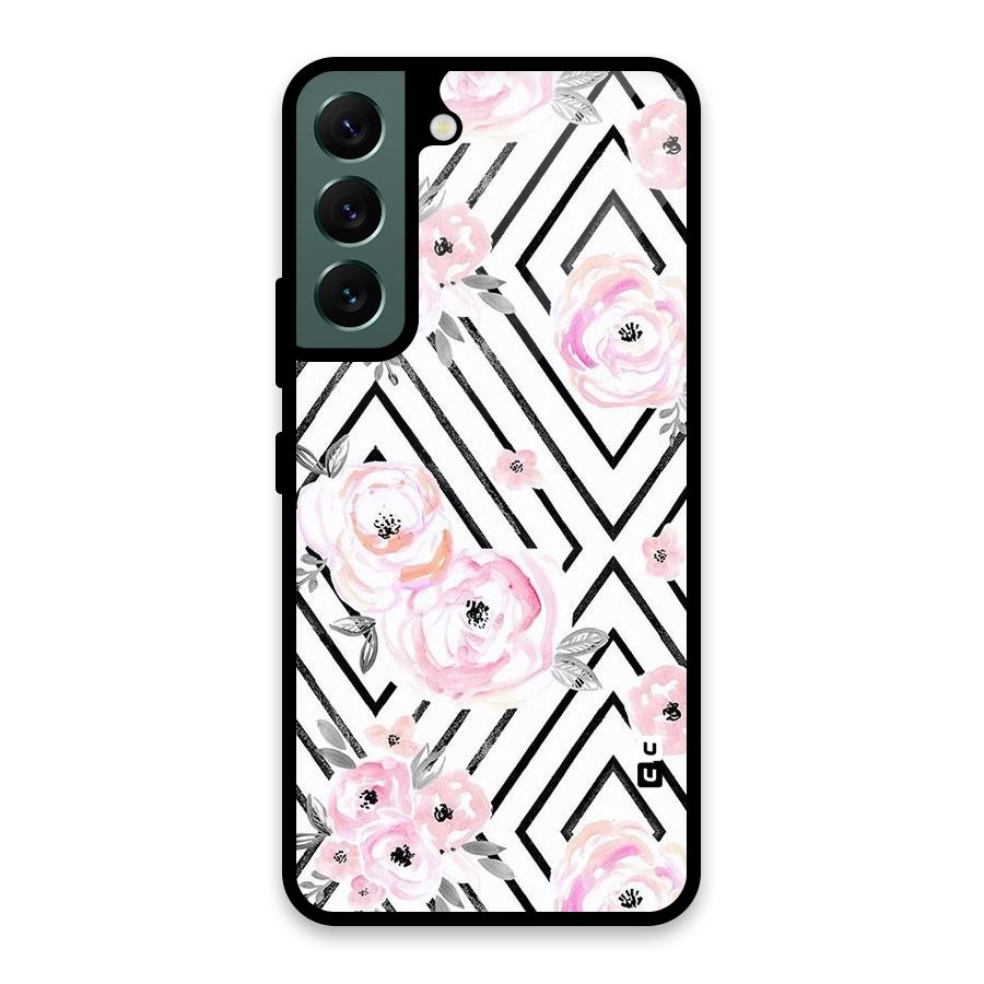 Light Pastel Flowers Design Glass Back Case for Galaxy S22 5G