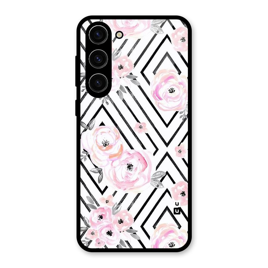 Light Pastel Flowers Design Glass Back Case for Galaxy S23 Plus