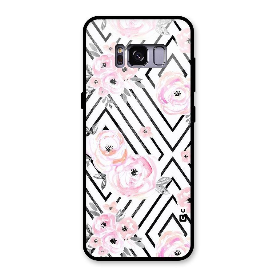 Light Pastel Flowers Design Glass Back Case for Galaxy S8