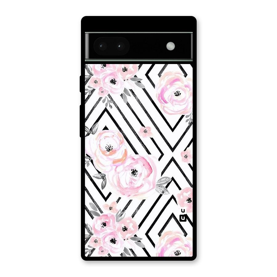 Light Pastel Flowers Design Glass Back Case for Google Pixel 6a