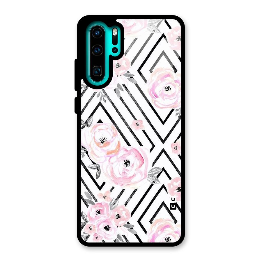 Light Pastel Flowers Design Glass Back Case for Huawei P30 Pro