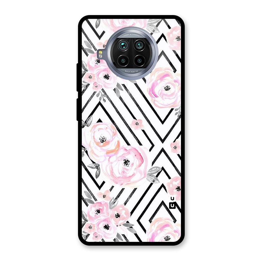 Light Pastel Flowers Design Glass Back Case for Mi 10i