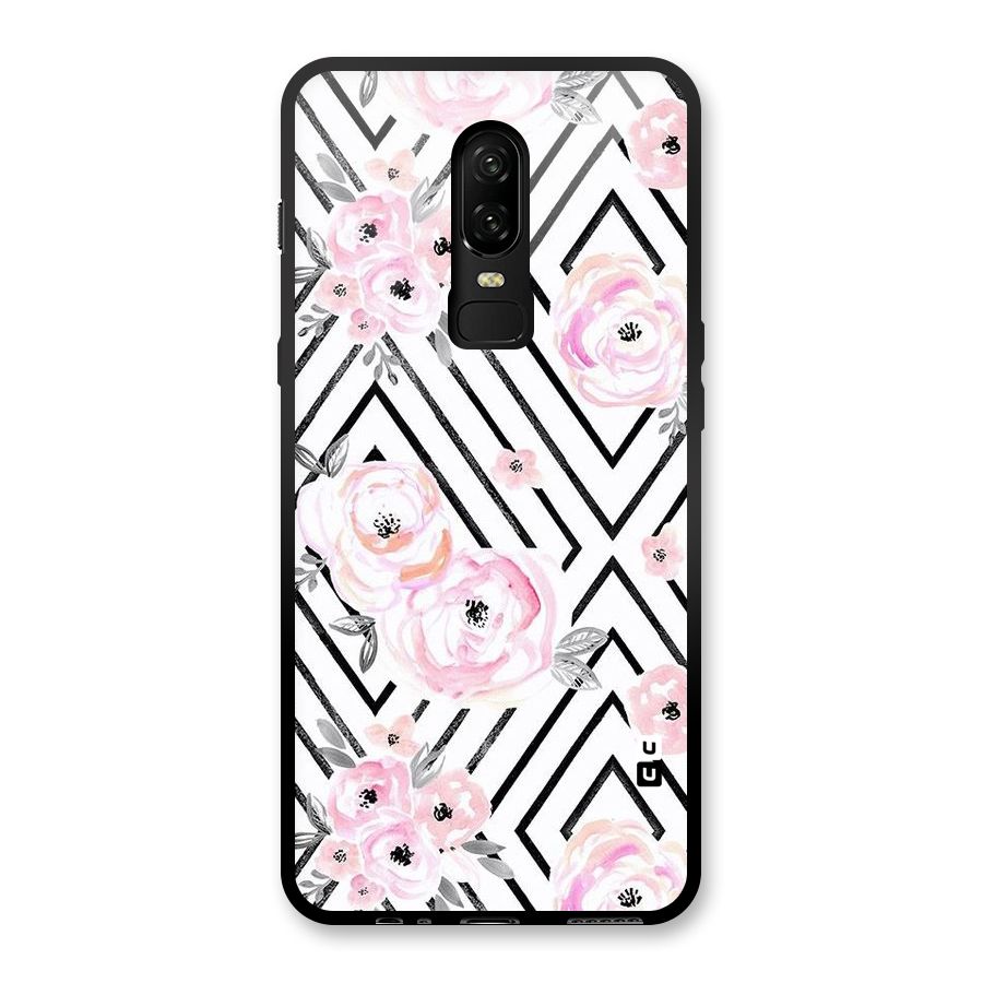Light Pastel Flowers Design Glass Back Case for OnePlus 6