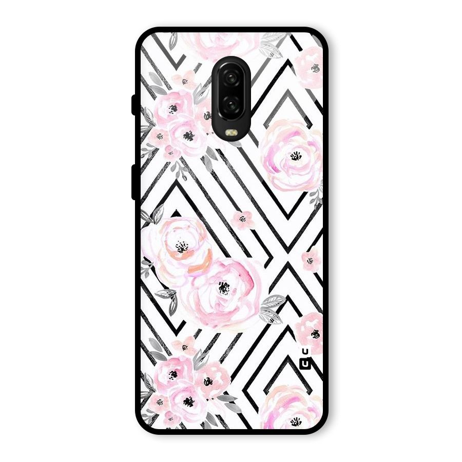 Light Pastel Flowers Design Glass Back Case for OnePlus 6T