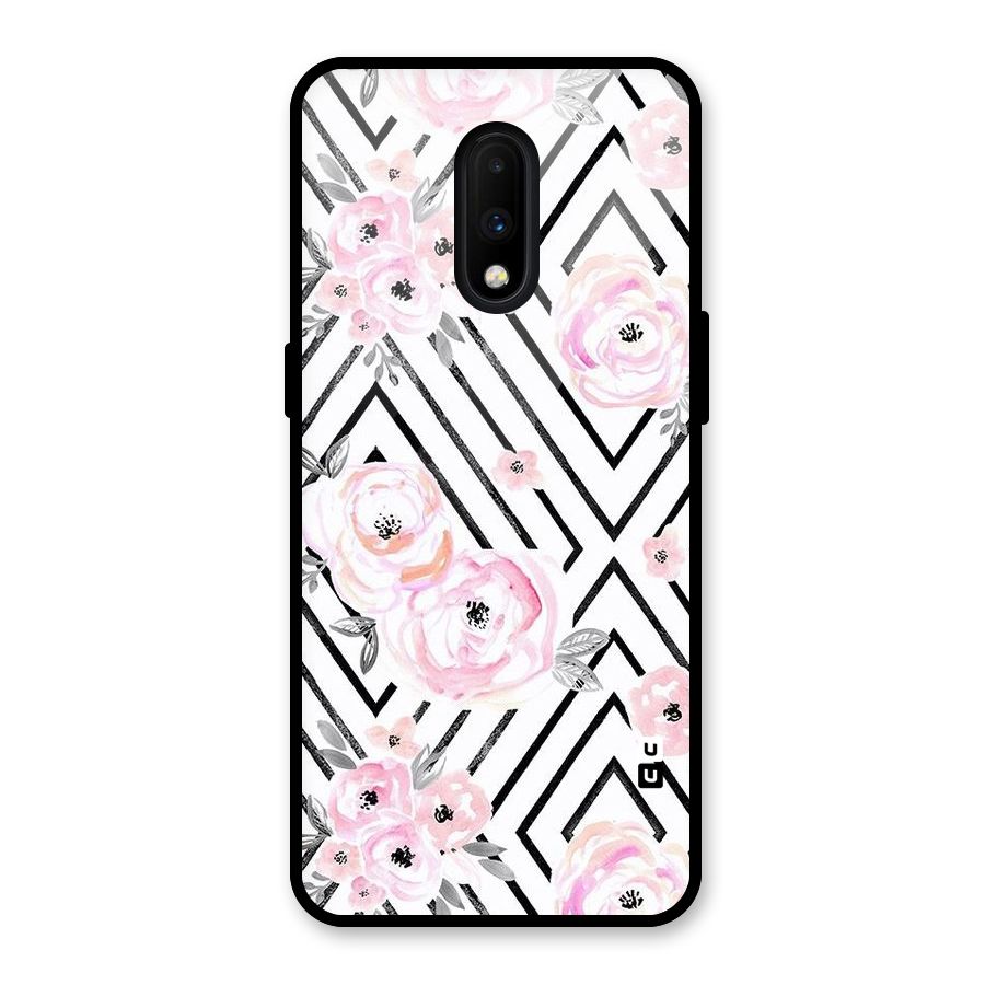 Light Pastel Flowers Design Glass Back Case for OnePlus 7