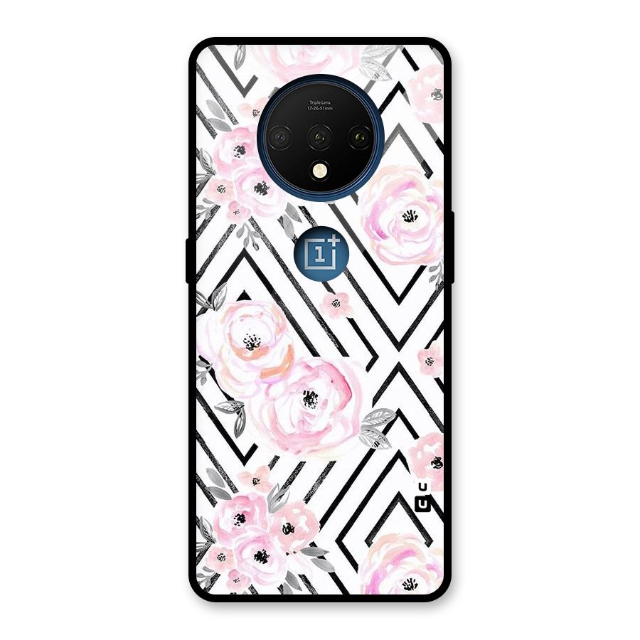 Light Pastel Flowers Design Glass Back Case for OnePlus 7T