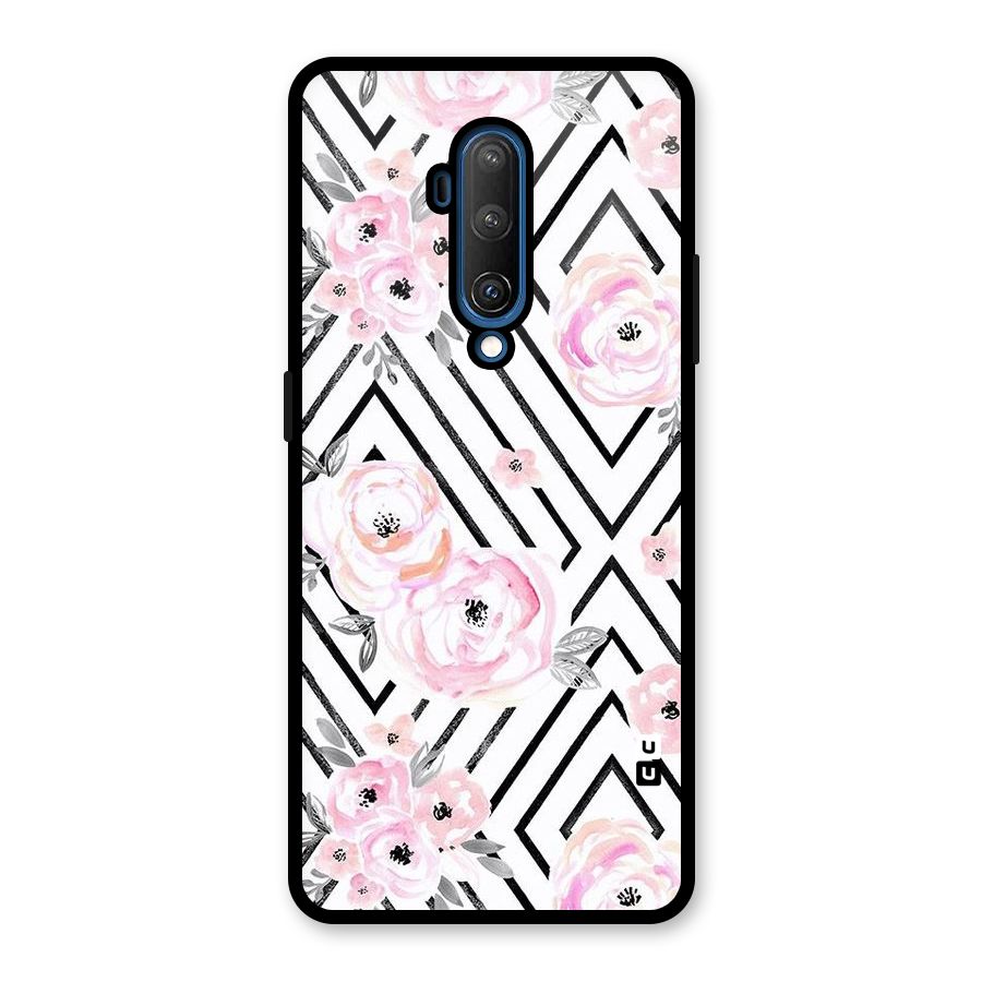Light Pastel Flowers Design Glass Back Case for OnePlus 7T Pro