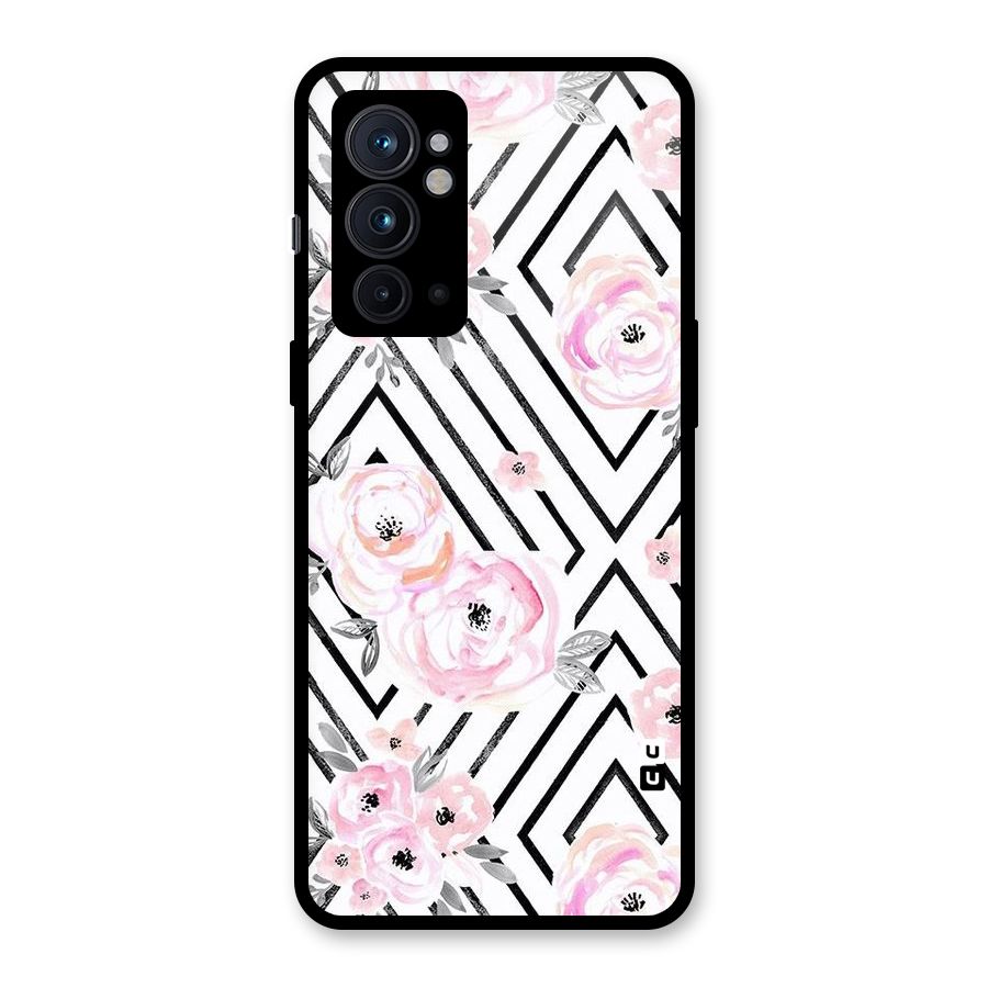Light Pastel Flowers Design Glass Back Case for OnePlus 9RT 5G