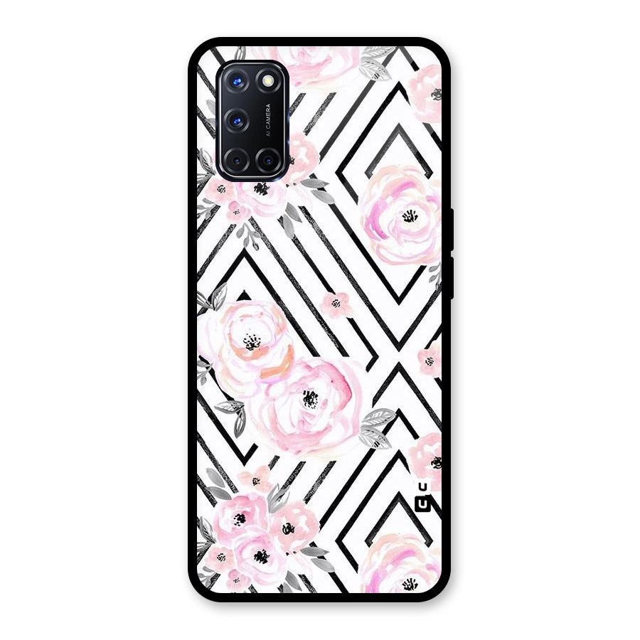 Light Pastel Flowers Design Glass Back Case for Oppo A52