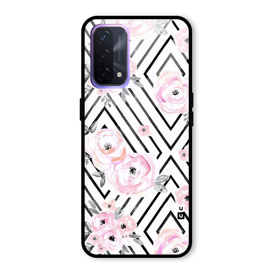 Light Pastel Flowers Design Glass Back Case for Oppo A74 5G