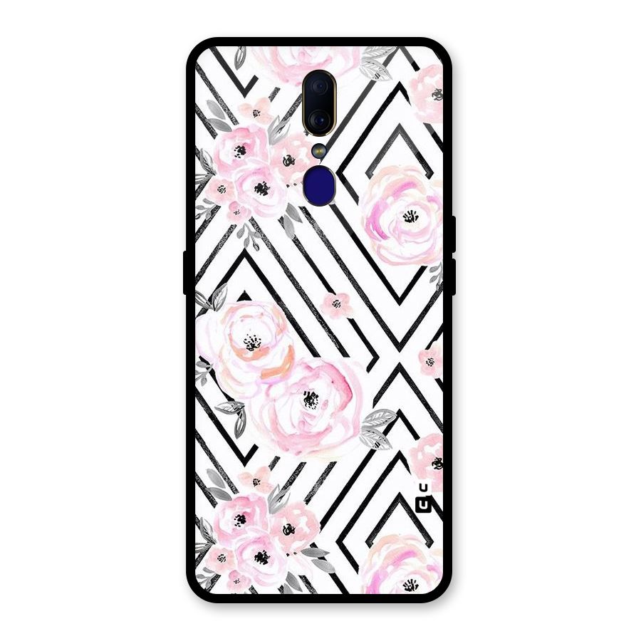 Light Pastel Flowers Design Glass Back Case for Oppo F11