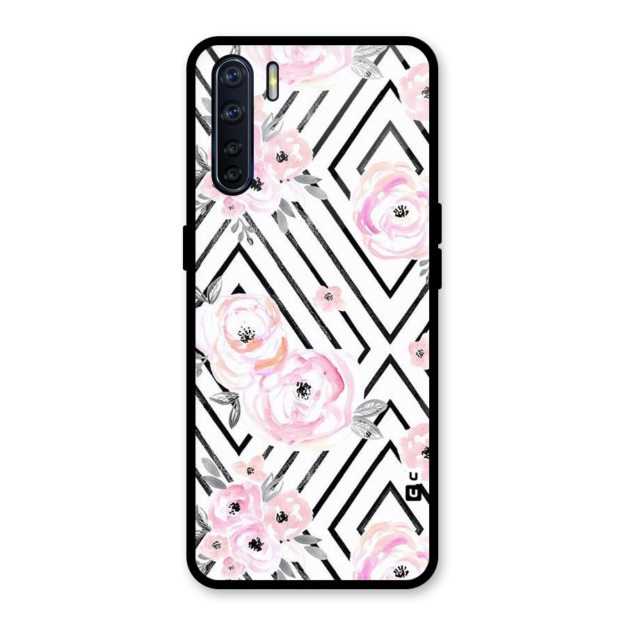 Light Pastel Flowers Design Glass Back Case for Oppo F15