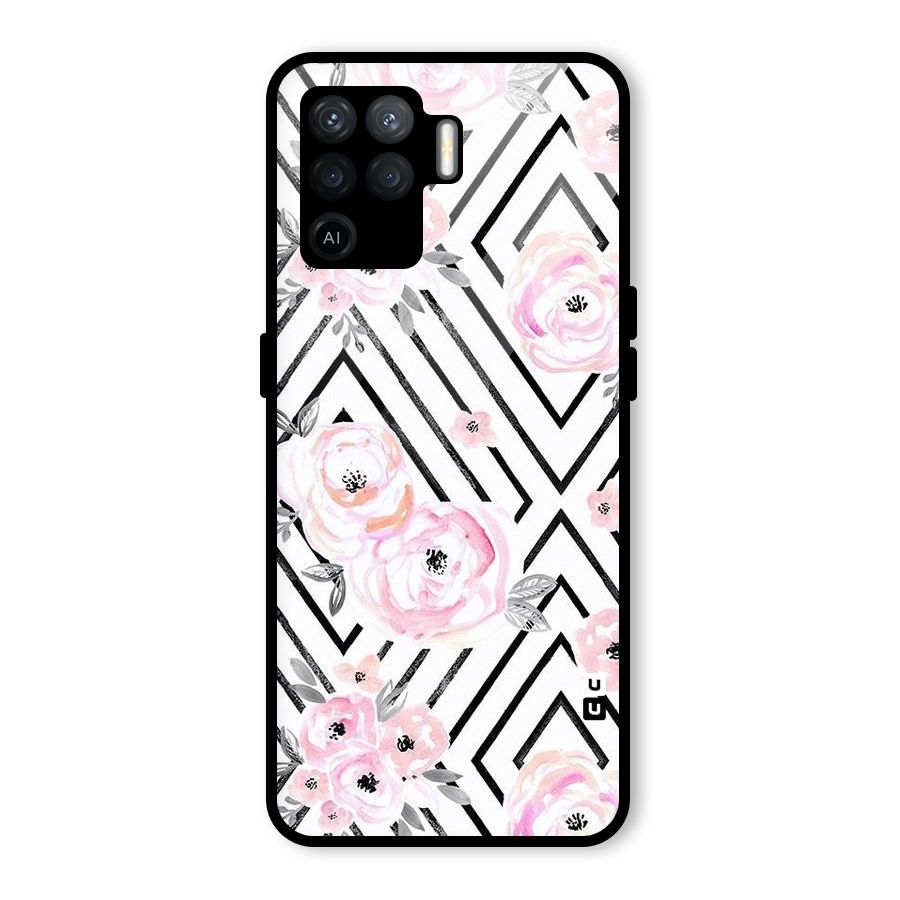 Light Pastel Flowers Design Glass Back Case for Oppo F19 Pro