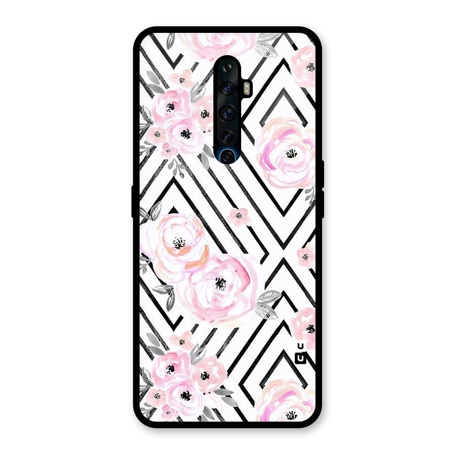 Light Pastel Flowers Design Glass Back Case for Oppo Reno2 F