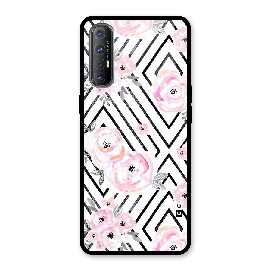 Light Pastel Flowers Design Glass Back Case for Oppo Reno3 Pro