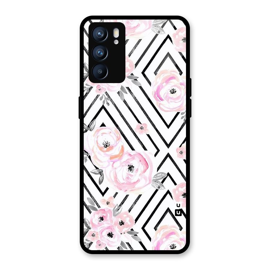 Light Pastel Flowers Design Glass Back Case for Oppo Reno6 5G