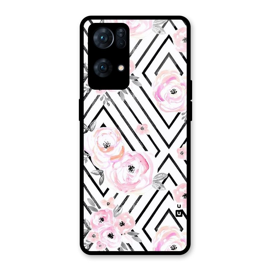 Light Pastel Flowers Design Glass Back Case for Oppo Reno7 Pro 5G