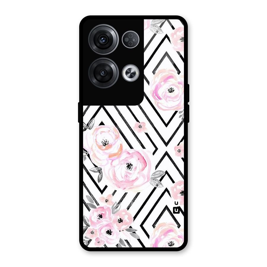 Light Pastel Flowers Design Glass Back Case for Oppo Reno8 Pro 5G