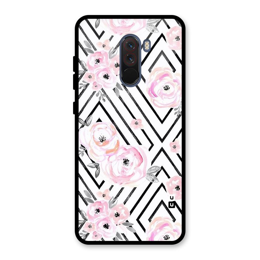 Light Pastel Flowers Design Glass Back Case for Poco F1