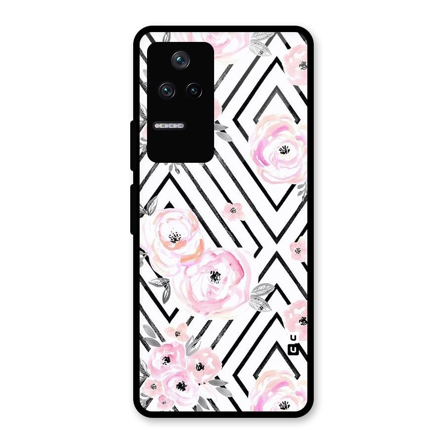 Light Pastel Flowers Design Glass Back Case for Poco F4 5G