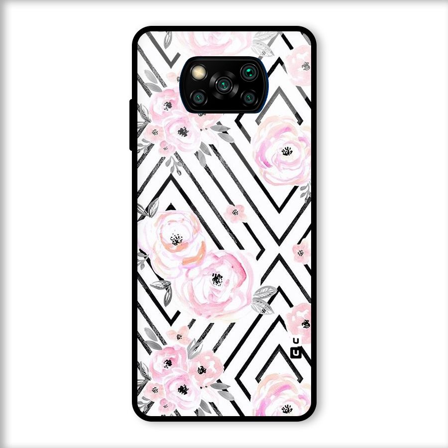Light Pastel Flowers Design Glass Back Case for Poco X3