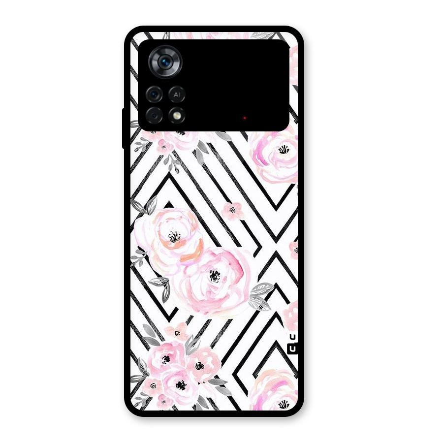 Light Pastel Flowers Design Glass Back Case for Poco X4 Pro 5G