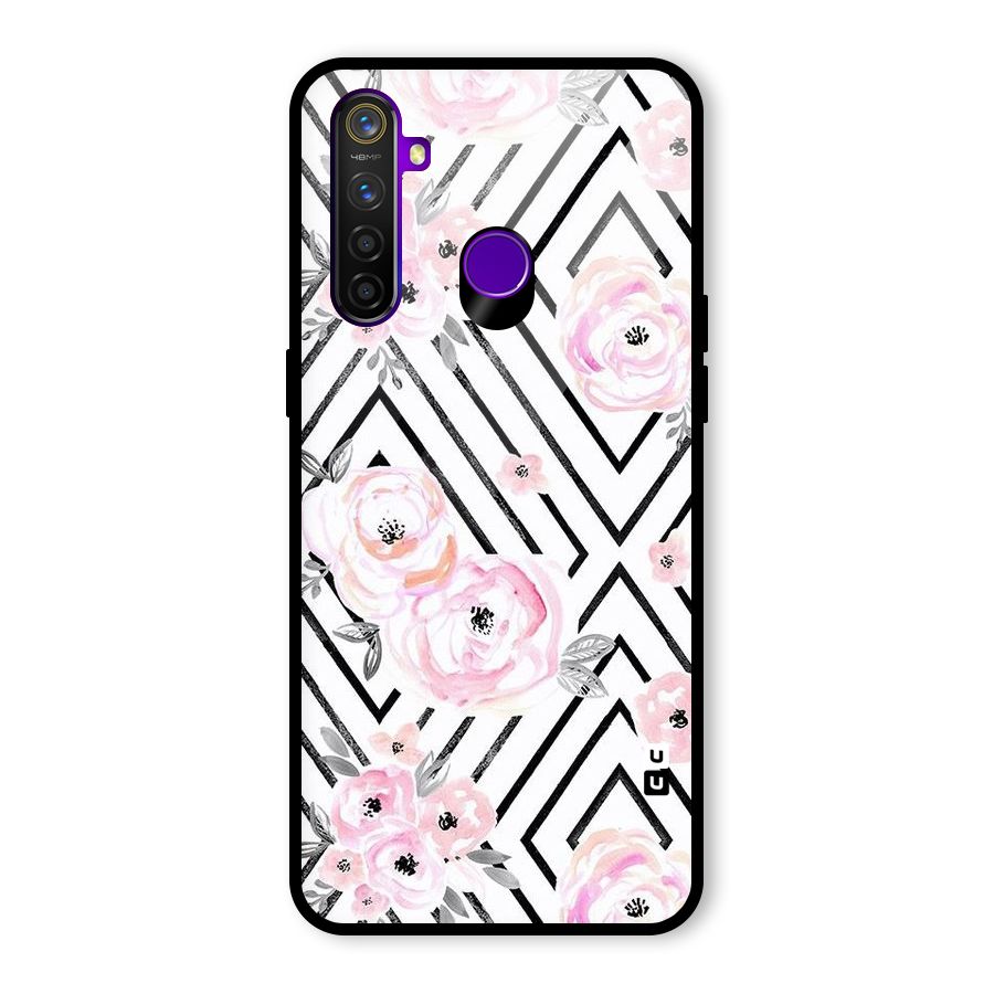 Light Pastel Flowers Design Glass Back Case for Realme 5 Pro