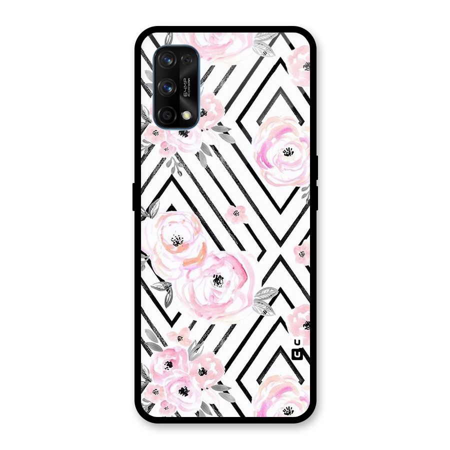 Light Pastel Flowers Design Glass Back Case for Realme 7 Pro