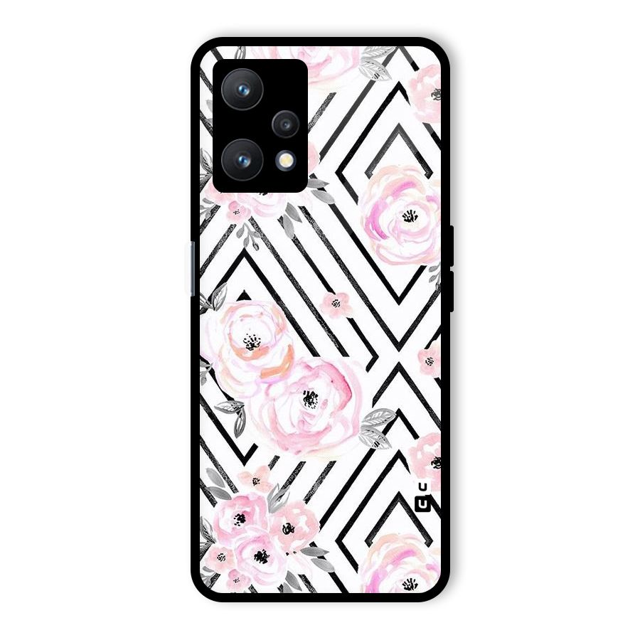 Light Pastel Flowers Design Glass Back Case for Realme 9 Pro 5G