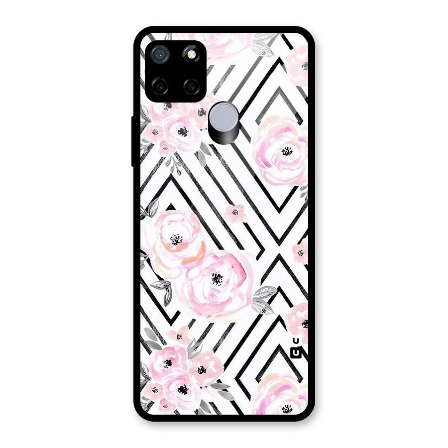 Light Pastel Flowers Design Glass Back Case for Realme Narzo 20