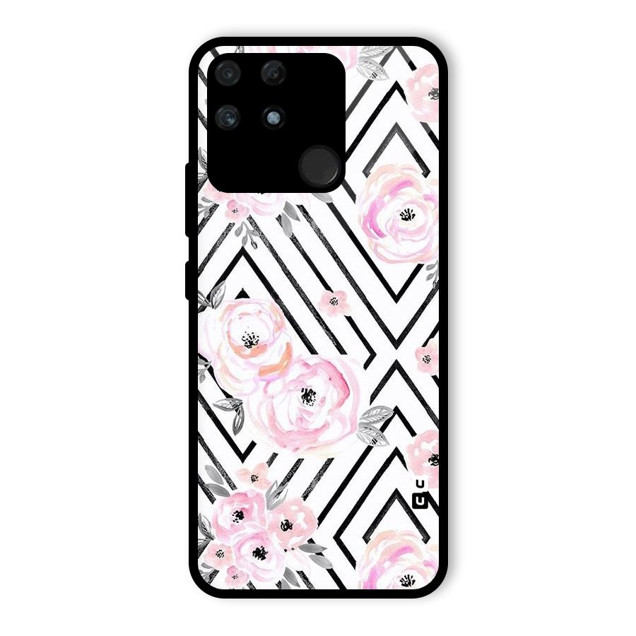 Light Pastel Flowers Design Glass Back Case for Realme Narzo 50A