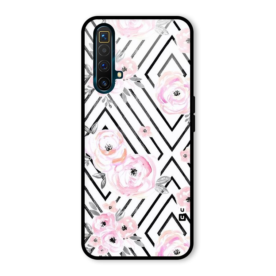 Light Pastel Flowers Design Glass Back Case for Realme X3 SuperZoom