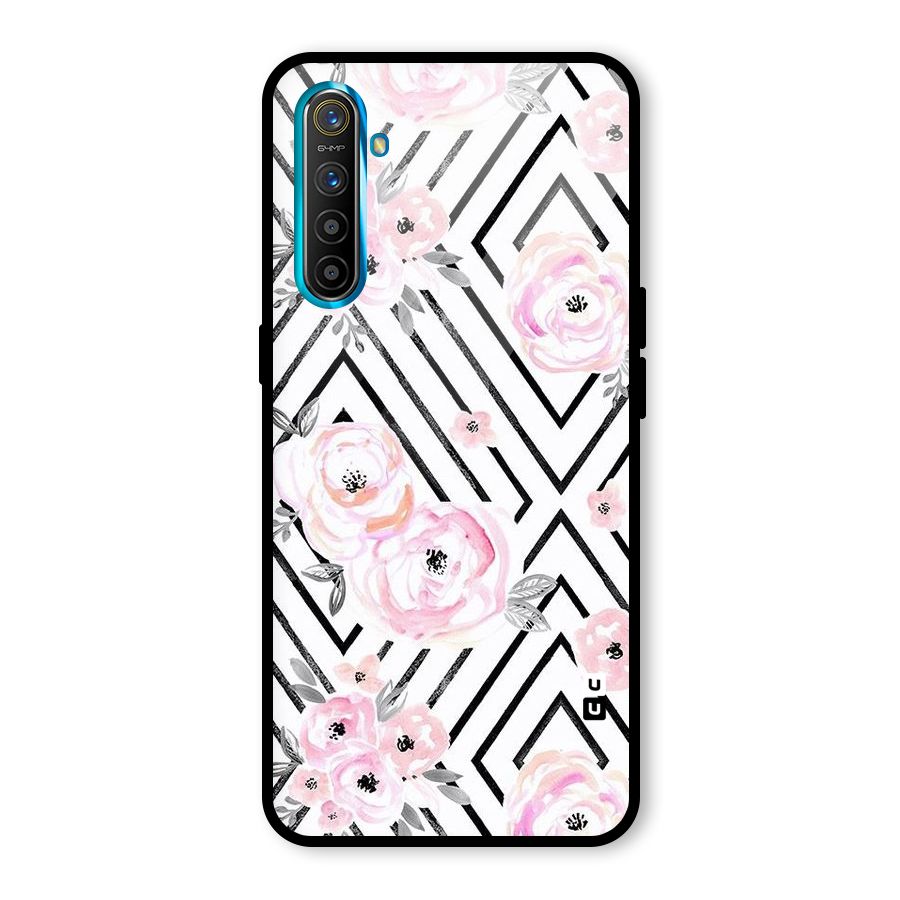 Light Pastel Flowers Design Glass Back Case for Realme XT