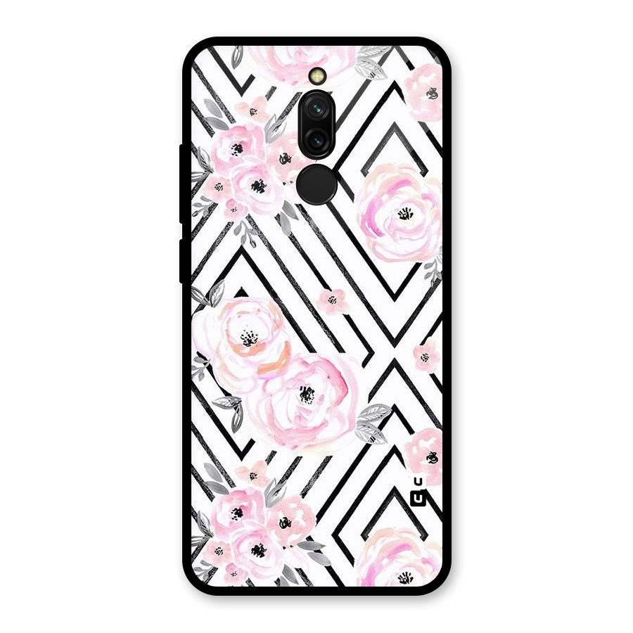 Light Pastel Flowers Design Glass Back Case for Redmi 8