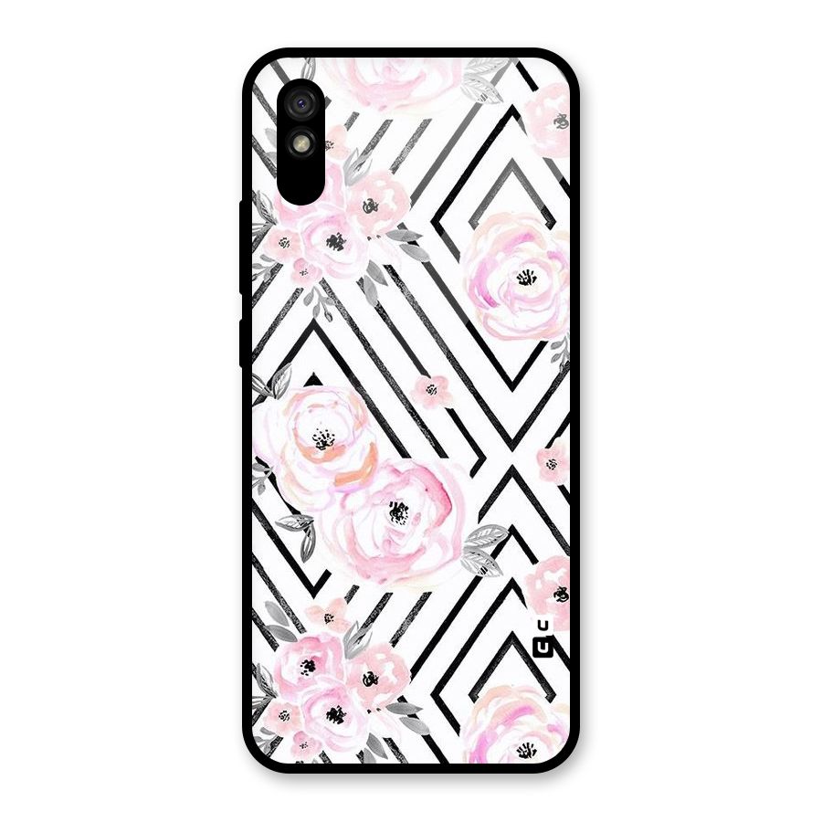 Light Pastel Flowers Design Glass Back Case for Redmi 9A