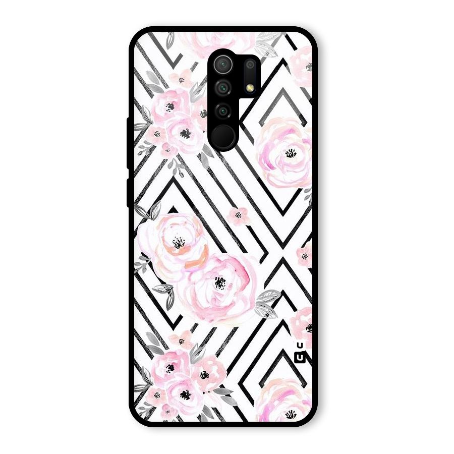 Light Pastel Flowers Design Glass Back Case for Redmi 9 Prime