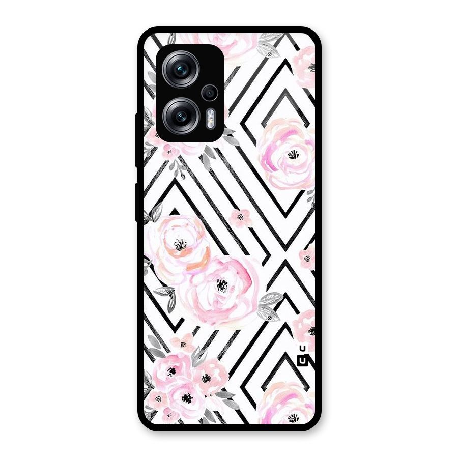 Light Pastel Flowers Design Glass Back Case for Redmi K50i