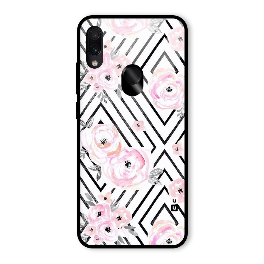 Light Pastel Flowers Design Glass Back Case for Redmi Note 7