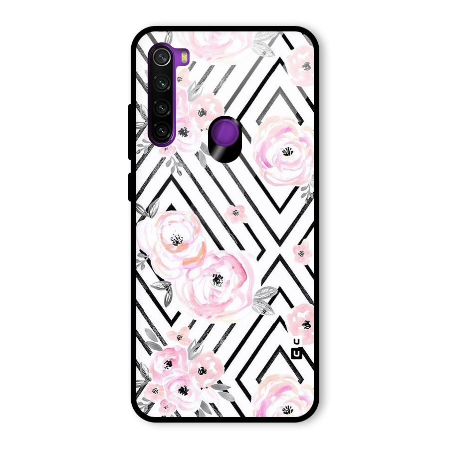 Light Pastel Flowers Design Glass Back Case for Redmi Note 8