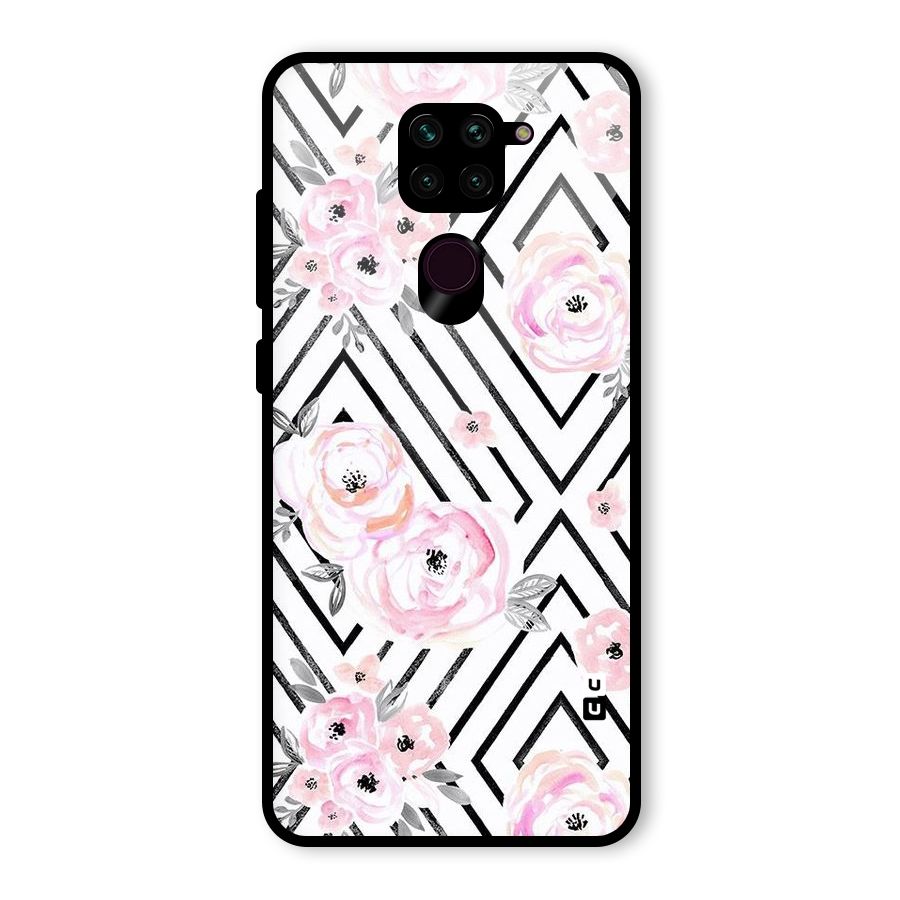 Light Pastel Flowers Design Glass Back Case for Redmi Note 9