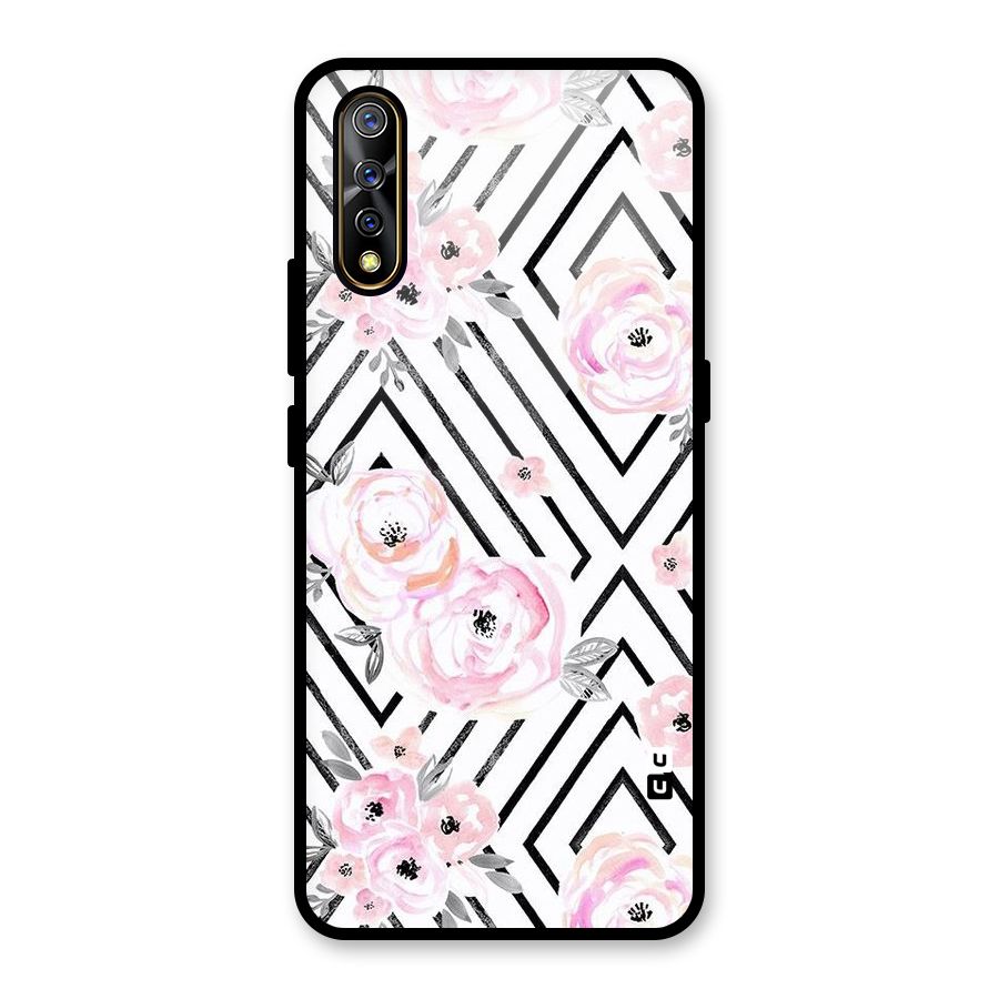 Light Pastel Flowers Design Glass Back Case for Vivo S1