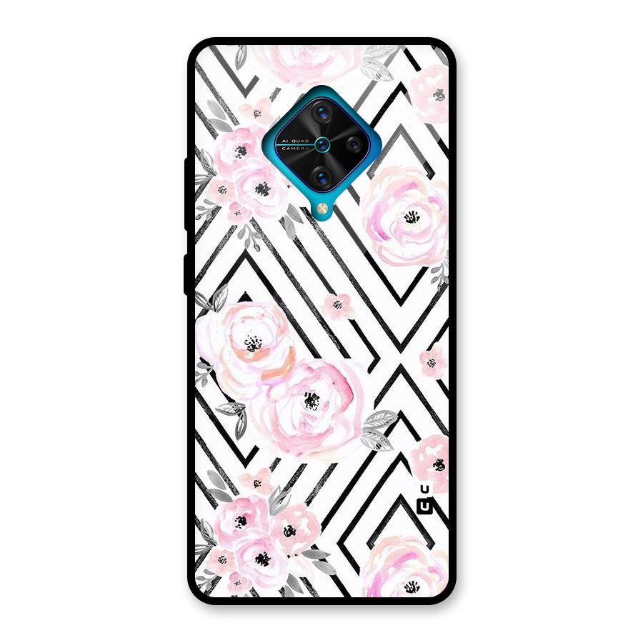 Light Pastel Flowers Design Glass Back Case for Vivo S1 Pro
