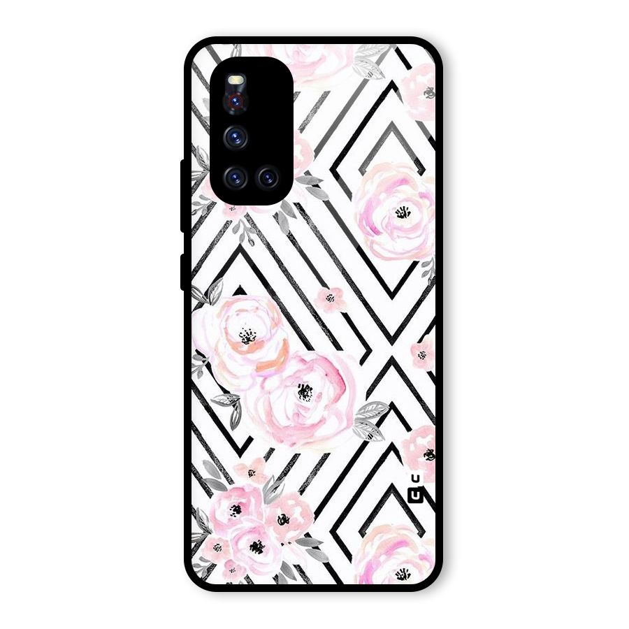 Light Pastel Flowers Design Glass Back Case for Vivo V19