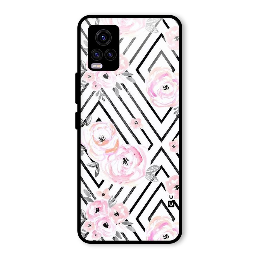 Light Pastel Flowers Design Glass Back Case for Vivo V20