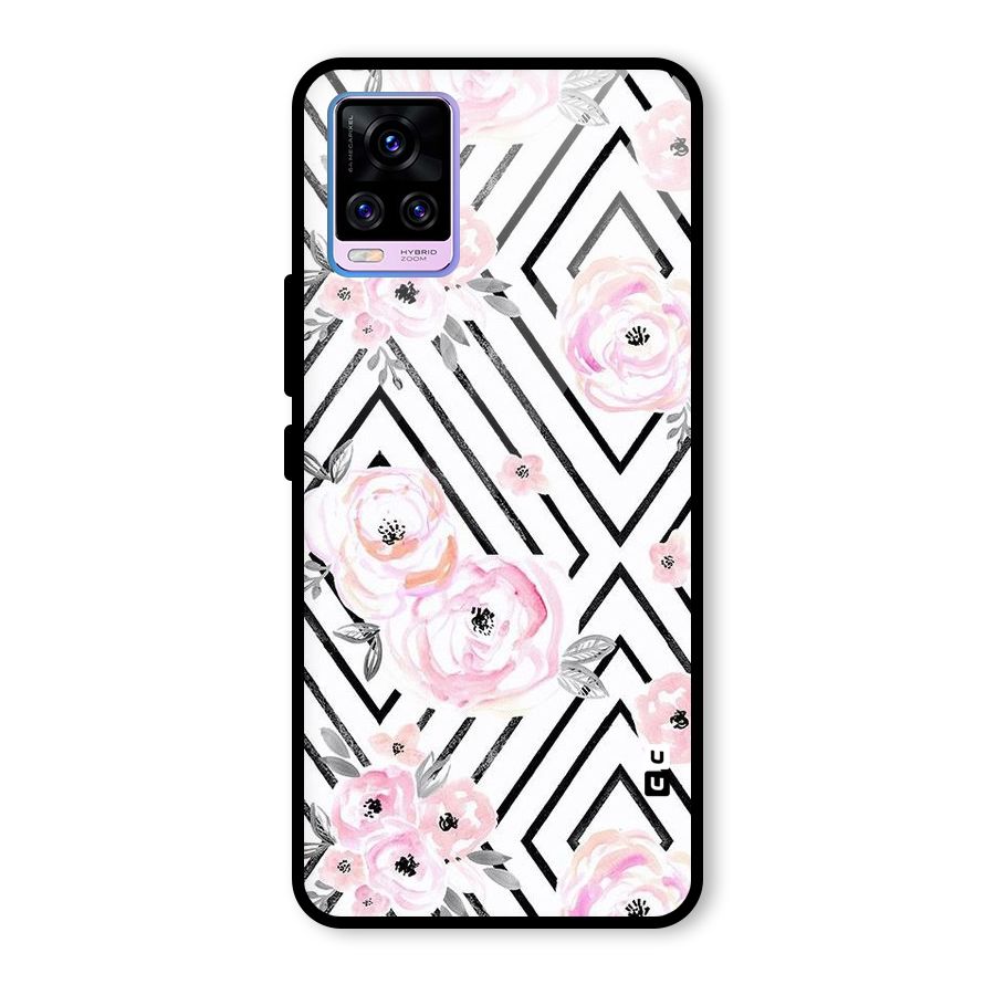 Light Pastel Flowers Design Glass Back Case for Vivo V20 Pro