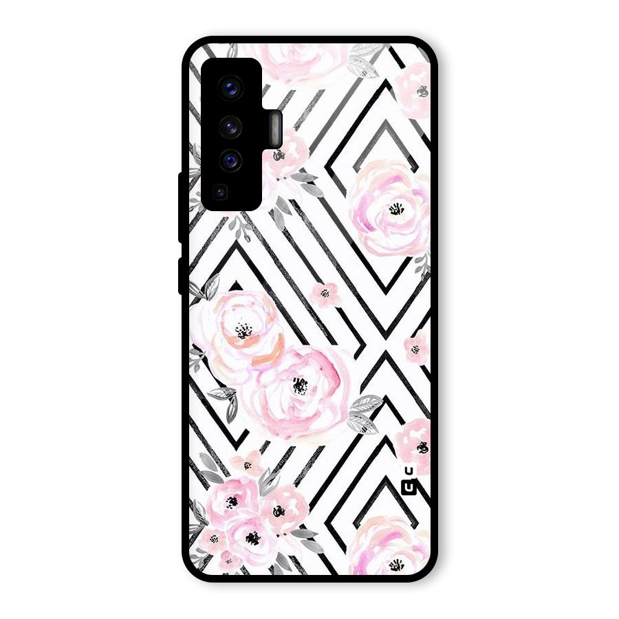 Light Pastel Flowers Design Glass Back Case for Vivo X50